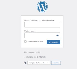 Page de connexion du Site Web WordPress